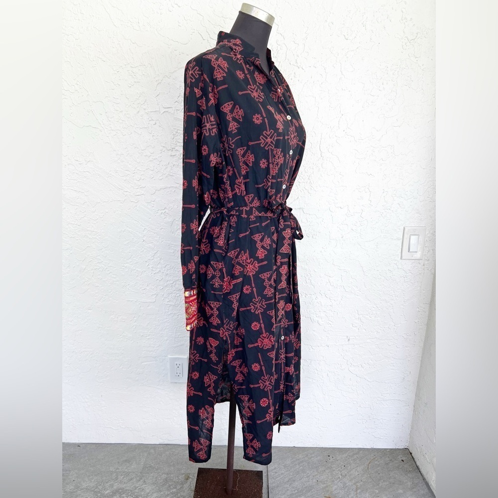Alix Of Bohemia Shawna Lamu Cotton Button Down Midi Dress Womens Small New - Picture 11 of 14